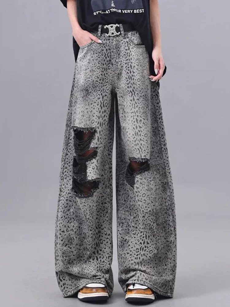 Y2K Spicy Girl Summer Jeans High Waist Leopard Print Ripped Denim Pants American Style Straight Wide Leg Casual Women Trousers
Y2K Spicy Girl Summer Jeans High Waist Leopard Print Ripped Denim Pants American Style Straight Wide Leg Casual Women Trousers