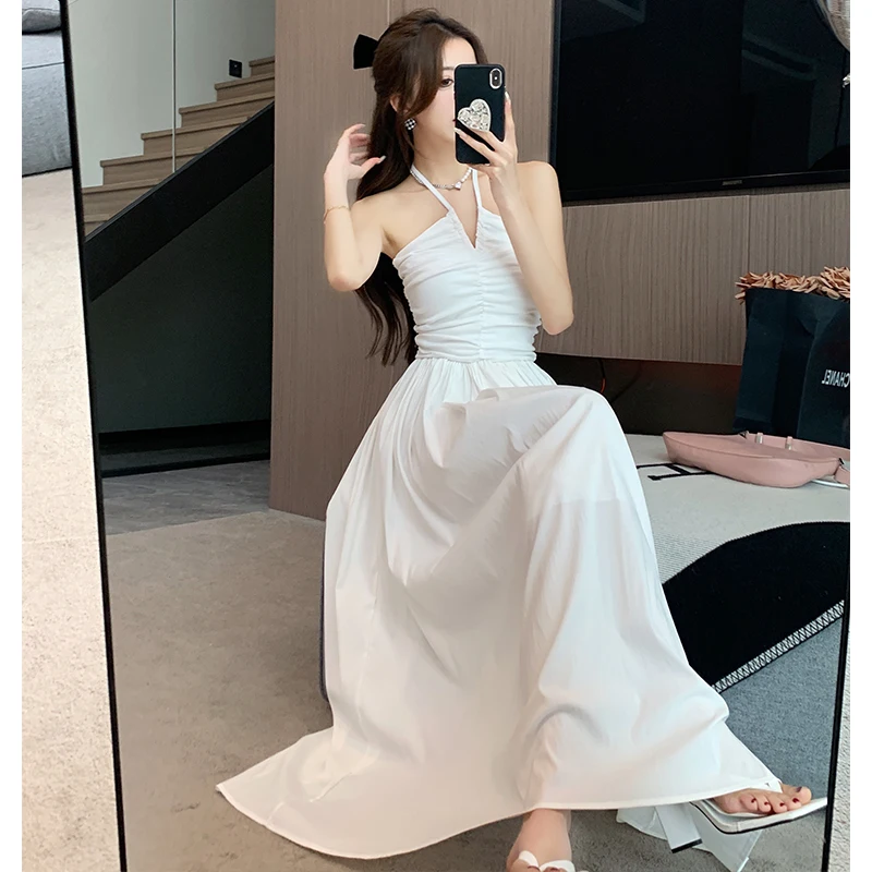 Vintage White Long Dresses for Women 2023 Summer Elegant Chic Solid Sleeveless Casual Female Korean Slim Sexy Backless Sundress
Vintage White Long Dresses for Women 2023 Summer Elegant Chic Solid Sleeveless Casual Female Korean Slim Sexy Backless Sundress