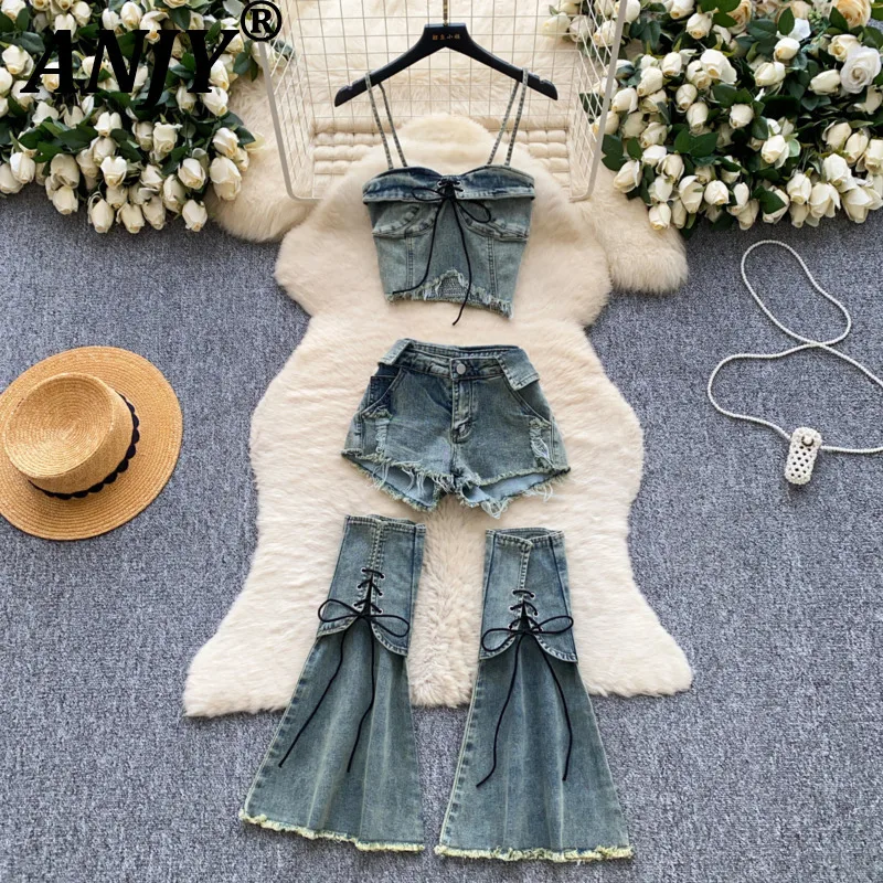 ANJY 2026 Spring Summer New Women Fashion Street Two-Piece Set Hot Girl Sleeveless Vintage Denim Camisole Tie Slim Shorts A19042
ANJY 2026 Spring Summer New Women Fashion Street Two-Piece Set Hot Girl Sleeveless Vintage Denim Camisole Tie Slim Shorts A19042
