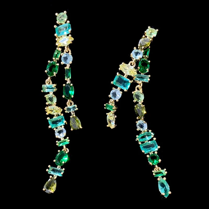 Gold Plated Detachable Long Tassel Earrings with Green Cubic Zirconia for women fashion jewelry
Gold Plated Detachable Long Tassel Earrings with Green Cubic Zirconia for women fashion jewelry