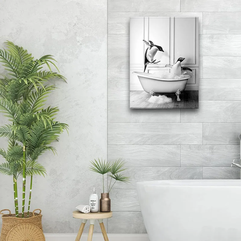Amazon hot-selling bathroom decoration painting simple penguin animal bathroom canvas painting
Amazon hot-selling bathroom decoration painting simple penguin animal bathroom canvas painting