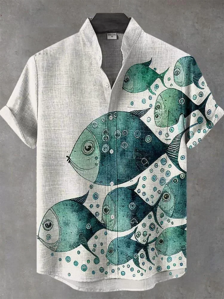 Summer 2025 linen new 3D printed retro fish art print casual Hawaiian beach vacation shirt European sizes
Summer 2025 linen new 3D printed retro fish art print casual Hawaiian beach vacation shirt European sizes