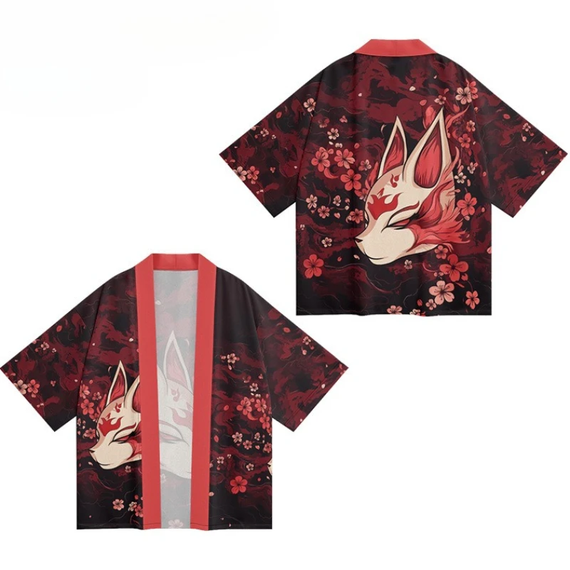 Streetwear Men Women Cardigan Cosplay Haori Yukata Harajuku Tops Fox mask sakura Print Beach Japanese Anime Kimono Plus Size
Streetwear Men Women Cardigan Cosplay Haori Yukata Harajuku Tops Fox mask sakura Print Beach Japanese Anime Kimono Plus Size