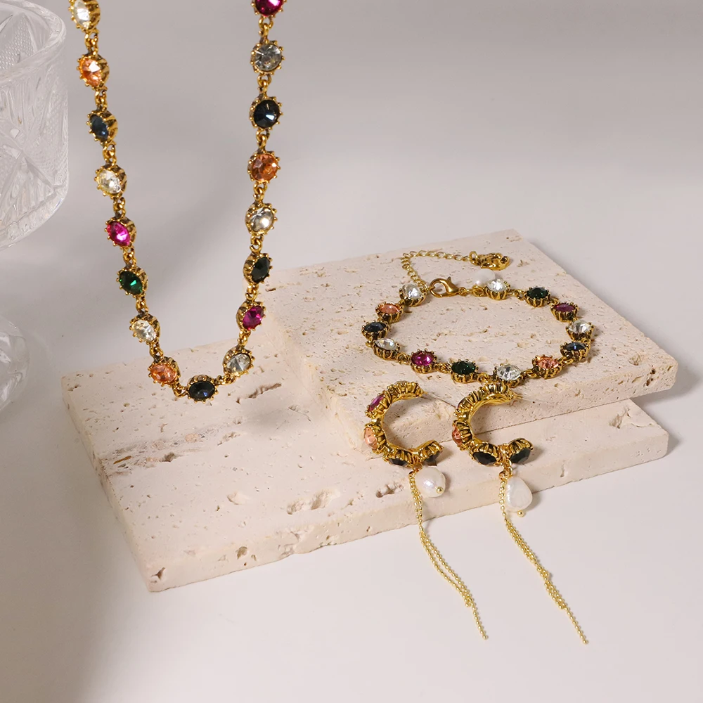 GLSEEVO Freshwater Pearl Crystal Bohemian Tassel Earrings Gold Plated Color Waterproof Zircon Hoop Earrings 18K
GLSEEVO Freshwater Pearl Crystal Bohemian Tassel Earrings Gold Plated Color Waterproof Zircon Hoop Earrings 18K
