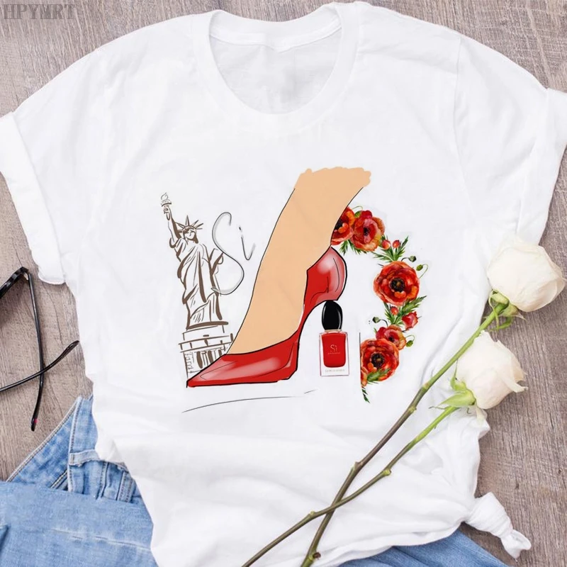 2024 Summer New T Shirt Women High heels Print Short Sleeve Casual Loose White T-Shirt For Girls Students Lady o-neck Tops Tees
2024 Summer New T Shirt Women High heels Print Short Sleeve Casual Loose White T-Shirt For Girls Students Lady o-neck Tops Tees