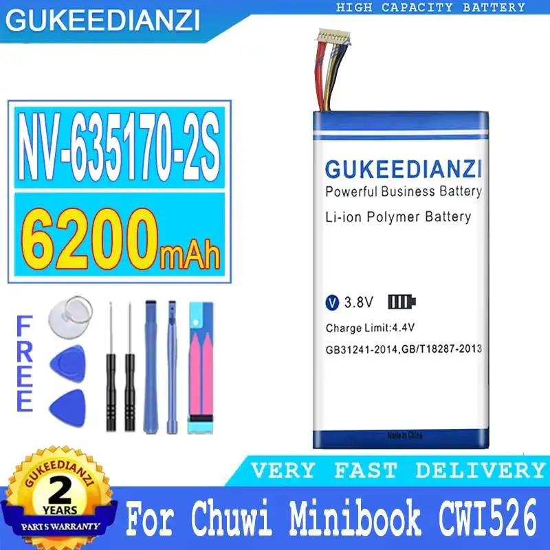 Tablet Battery 6200mAh For Chuwi Minibook CWI526 NV-635170-2S With Frame High-Efficiency
Tablet Battery 6200mAh For Chuwi Minibook CWI526 NV-635170-2S With Frame High-Efficiency