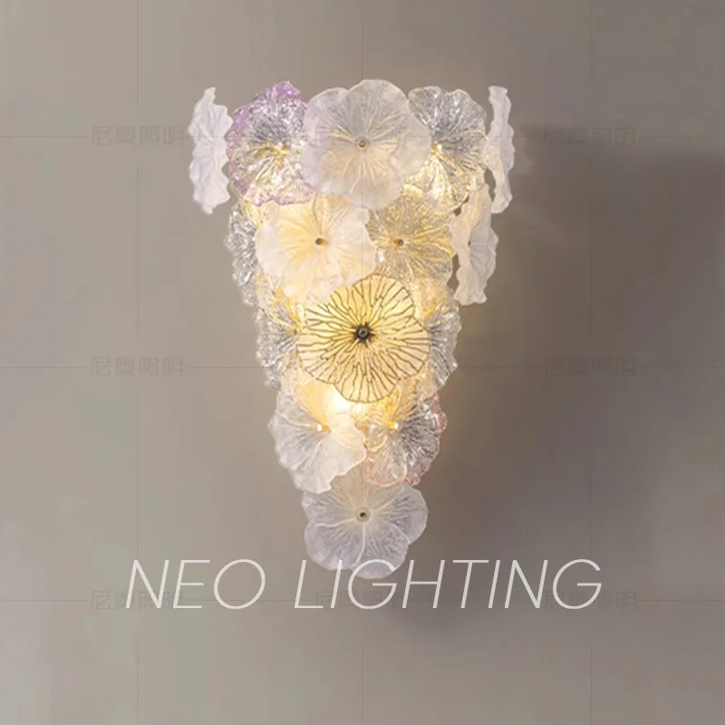 French Light Luxury Bedside Wall Light for Bedroom Wall Background Hotel Creative Design Pattern Decor Flower Glass Sconce
French Light Luxury Bedside Wall Light for Bedroom Wall Background Hotel Creative Design Pattern Decor Flower Glass Sconce