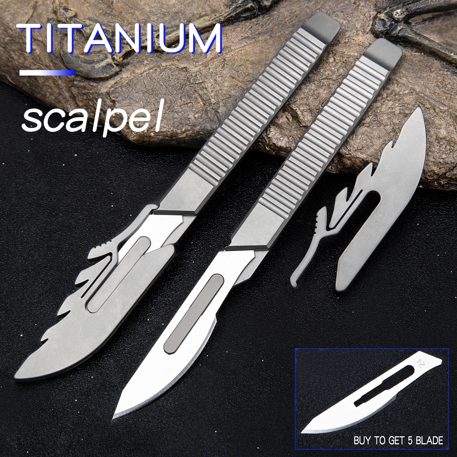 Thickened Scalpel Titanium Alloy Cutter Knife EDC Tool No. 24 Blade New Anti Slip Handle
Thickened Scalpel Titanium Alloy Cutter Knife EDC Tool No. 24 Blade New Anti Slip Handle