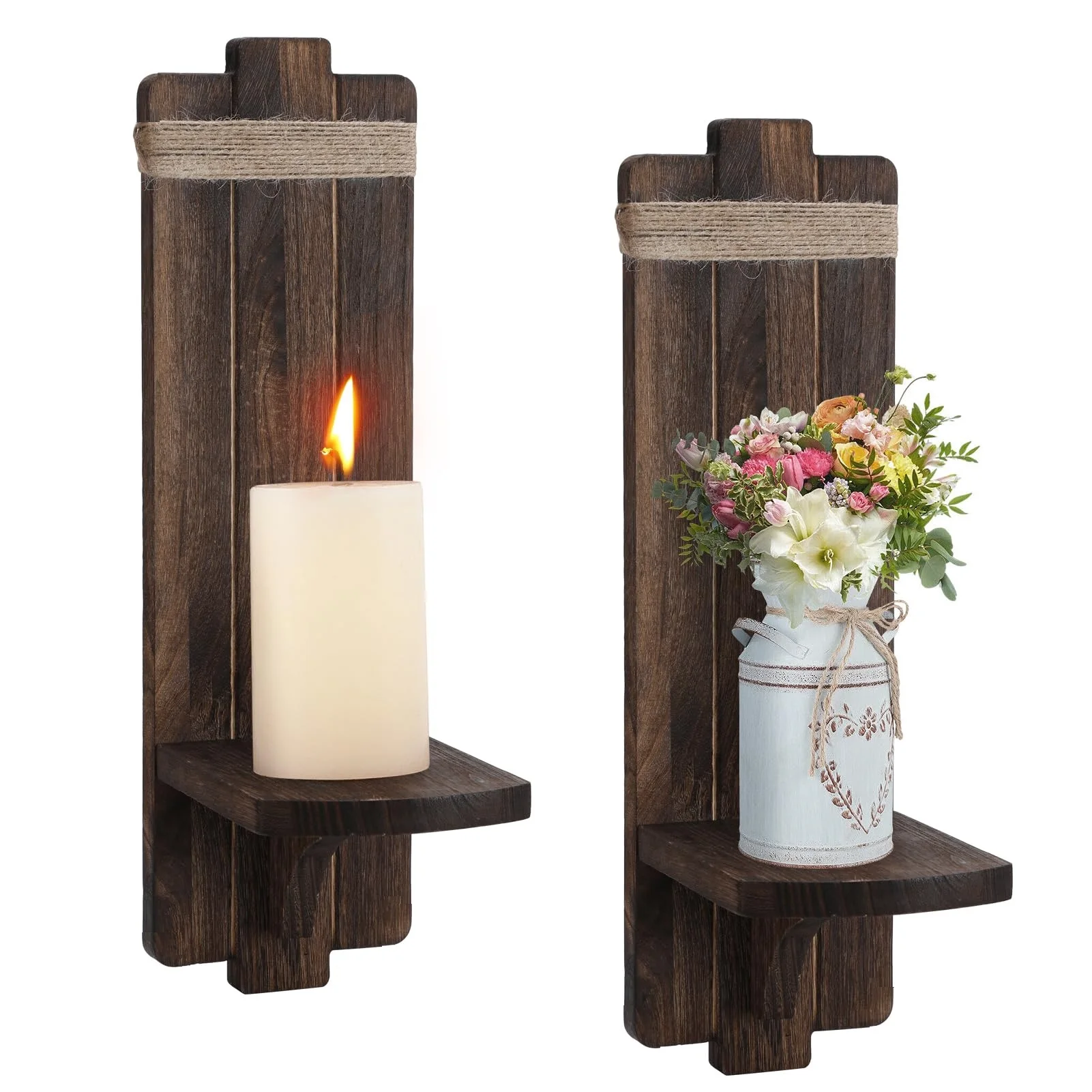 Vintage Wall Decor Candle Sconces 2pcs Home Hanging Art Decoration Handmade Wooden Candle Holders for Bedroom Living Room
Vintage Wall Decor Candle Sconces 2pcs Home Hanging Art Decoration Handmade Wooden Candle Holders for Bedroom Living Room
