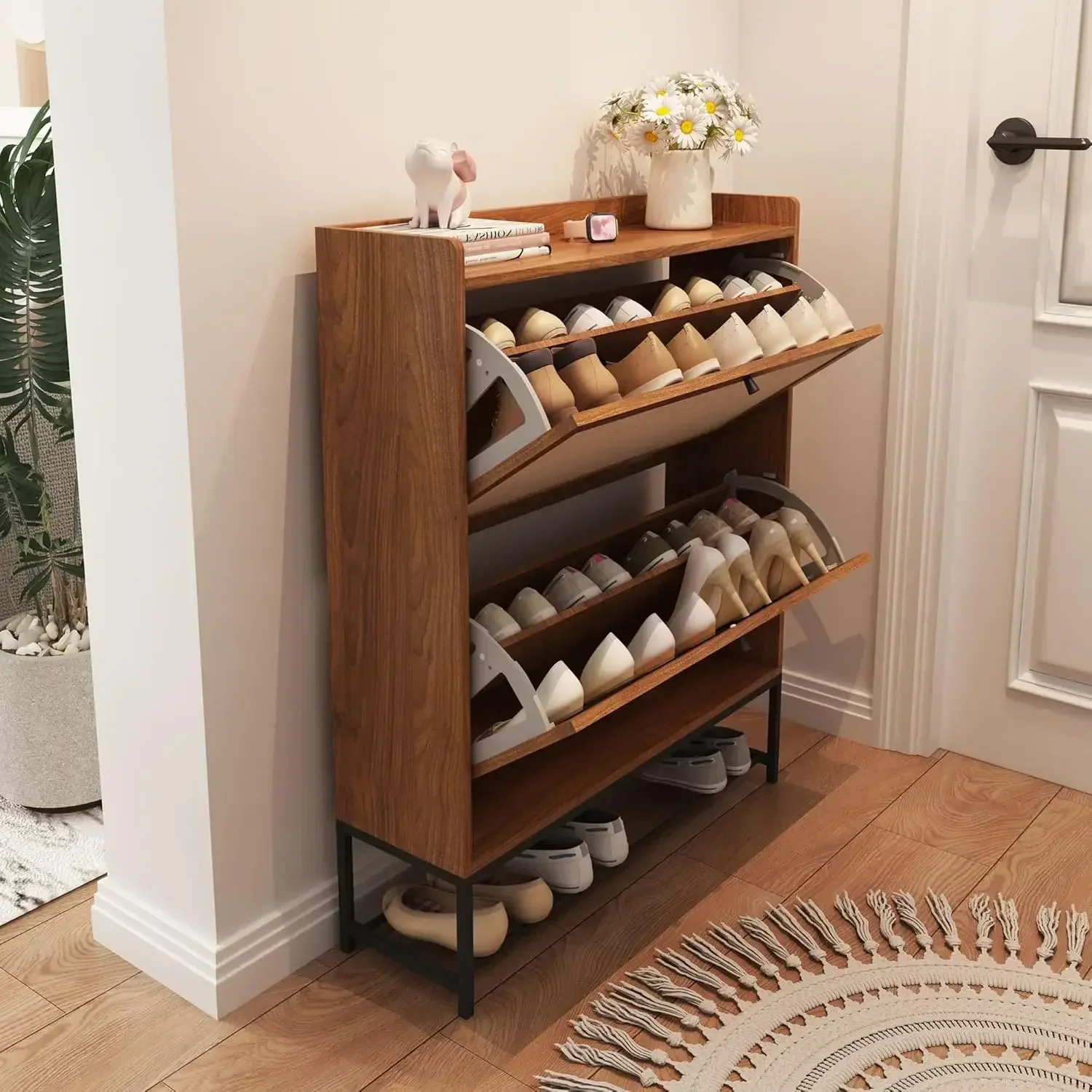 Shoe Cabinet, Shoe Cabinet Freestanding Tipping Bucket Shoe Rack Organizer with 2 Flip Drawers
Shoe Cabinet, Shoe Cabinet Freestanding Tipping Bucket Shoe Rack Organizer with 2 Flip Drawers