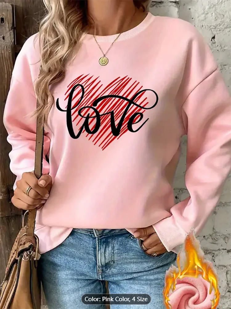 Женская розовая толстовка с графическим принтом Love Heart на флисовой подкладке, повседневный пуловер большого размера, топ для любителей романтического стиля
Женская розовая толстовка с графическим принтом Love Heart на флисовой подкладке, повседневный пуловер большого размера, топ для любителей романтического стиля