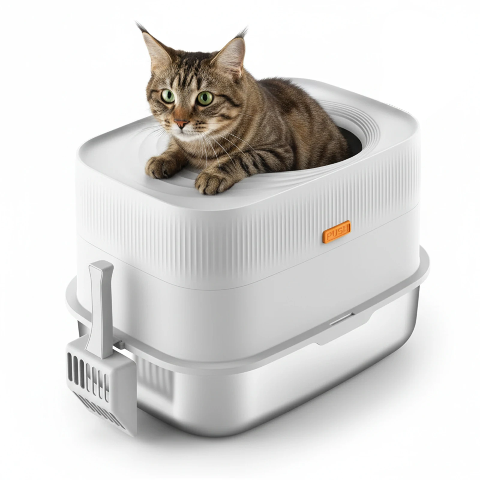 Top-Entry Stainless Steel Cat Litter Box with Lid & Scoop Fully Enclosed Metal Litter Box High Sided Littering Pan Pet Supplies
Top-Entry Stainless Steel Cat Litter Box with Lid & Scoop Fully Enclosed Metal Litter Box High Sided Littering Pan Pet Supplies