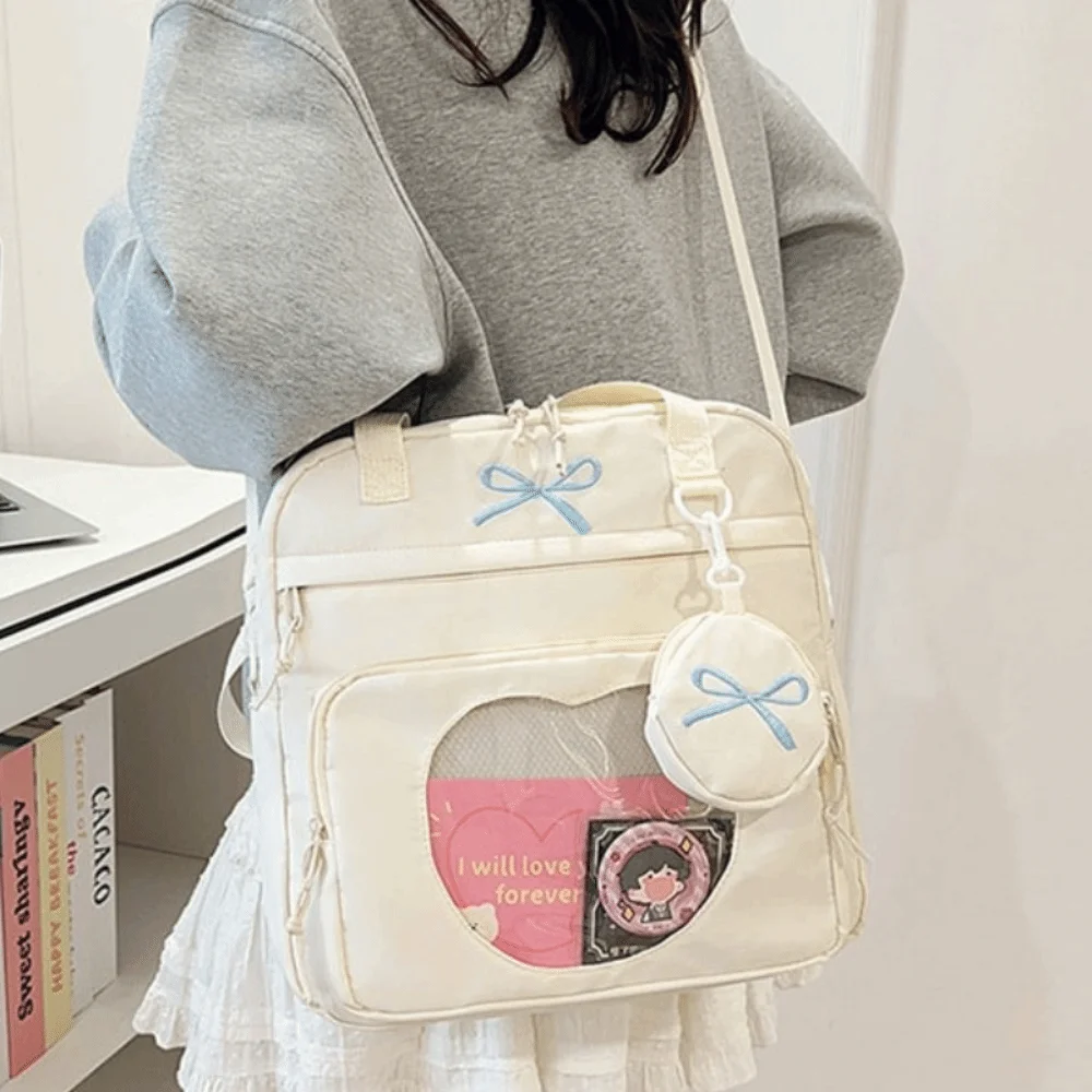 Simple Lace Decoration Bow Ita Bag PVC Y2K Transparent Shoulder Bag Large Capacity Solid Color Badge Display Bag School
Simple Lace Decoration Bow Ita Bag PVC Y2K Transparent Shoulder Bag Large Capacity Solid Color Badge Display Bag School