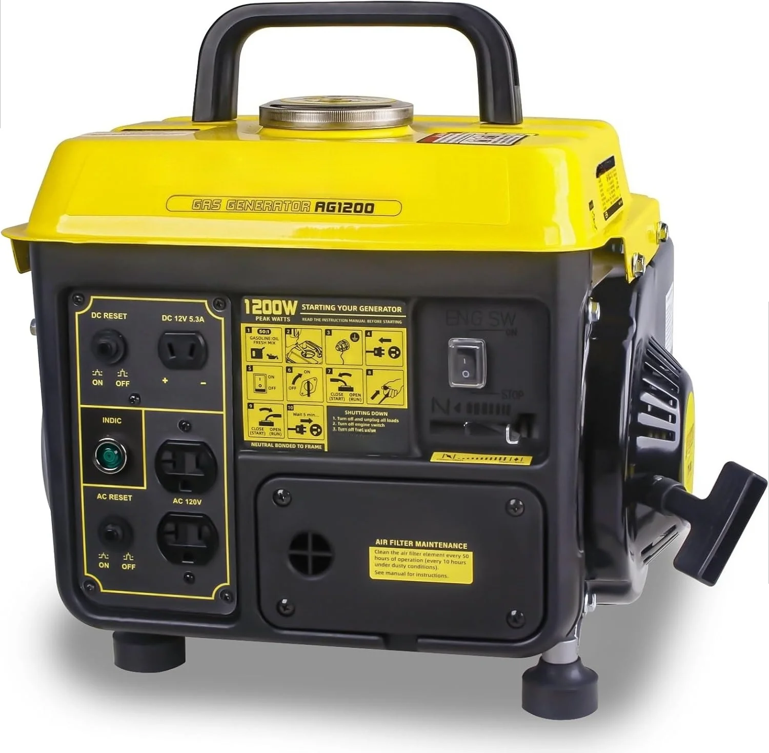 1200W Gas Generator, Small Lightweight Generator for Home Use, EPA Compliant
1200W Gas Generator, Small Lightweight Generator for Home Use, EPA Compliant