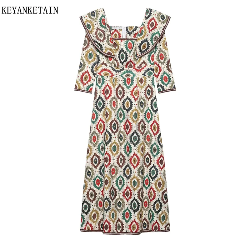 KEYANKETIAN 2025New Bohemian Holiday wind Totem Print MIDI Dresses Women's Tiered Decoration Back Zipper Slim A Line Long Dress
KEYANKETIAN 2025New Bohemian Holiday wind Totem Print MIDI Dresses Women's Tiered Decoration Back Zipper Slim A Line Long Dress