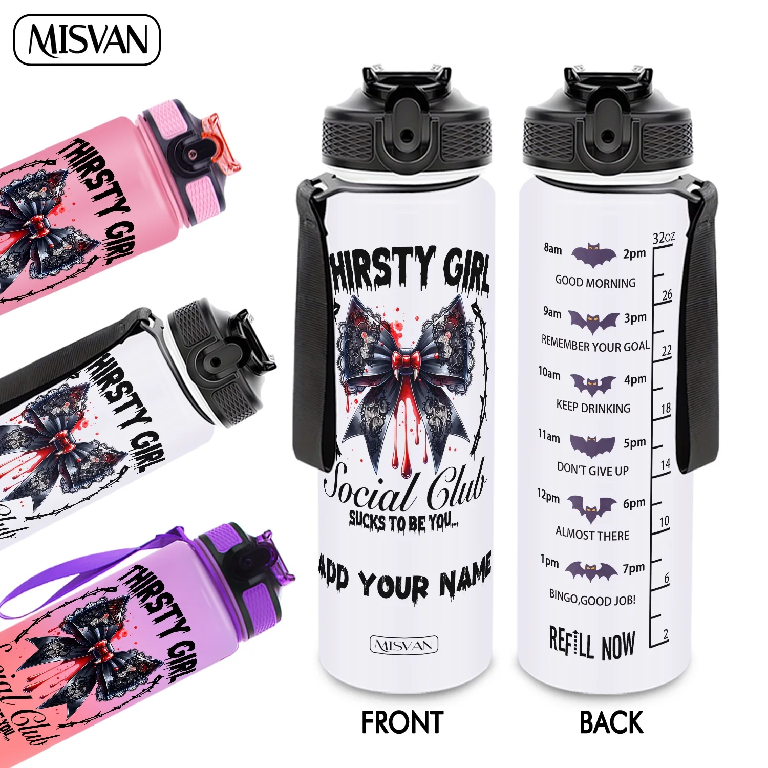 Бутылка для воды 32 унции (950 мл) с индивидуальным именем, принт «Thirsty Girl Social Club», для ежедневного увлажнения, для спортзала, активного отдыха, велоспорта
Бутылка для воды 32 унции (950 мл) с индивидуальным именем, принт «Thirsty Girl Social Club», для ежедневного увлажнения, для спортзала, активного отдыха, велоспорта