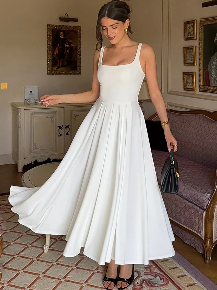 Oniflyme Sleeveless Square Neck Pleated Maxi Dress Women Elegant Solid Backless Slim A-line Party Outfit Streetwear Sexy Dresses
Oniflyme Sleeveless Square Neck Pleated Maxi Dress Women Elegant Solid Backless Slim A-line Party Outfit Streetwear Sexy Dresses