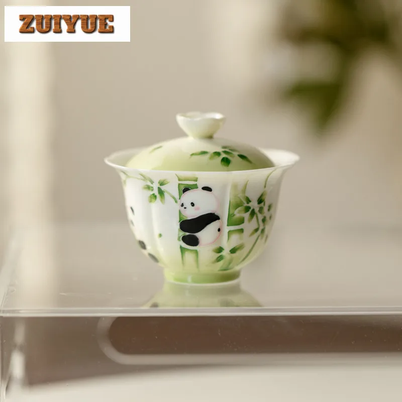 150ml Hand-painted Panda Gaiwan Aesthetic Tea Tureen Household Tea Bowl With Lid Kit Tea Making Cover Bowl Cafes Decoration
150ml Hand-painted Panda Gaiwan Aesthetic Tea Tureen Household Tea Bowl With Lid Kit Tea Making Cover Bowl Cafes Decoration