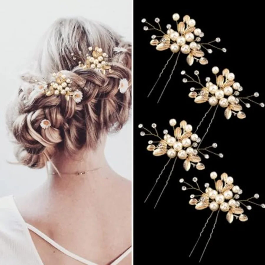 4 Pcs Hair Pins, Floral Hair Clip Bridal Accessories for Women and Girls - Pearl Wedding Flower Hair Accessories for Women
4 Pcs Hair Pins, Floral Hair Clip Bridal Accessories for Women and Girls - Pearl Wedding Flower Hair Accessories for Women