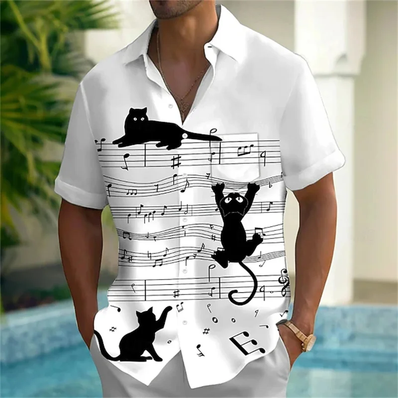 2026 Men's Shirt, European and American Style, Cat and Musical Note Print Short-Sleeve Shirt, Fun Cartoon Collar Casual Shirt
2026 Men's Shirt, European and American Style, Cat and Musical Note Print Short-Sleeve Shirt, Fun Cartoon Collar Casual Shirt