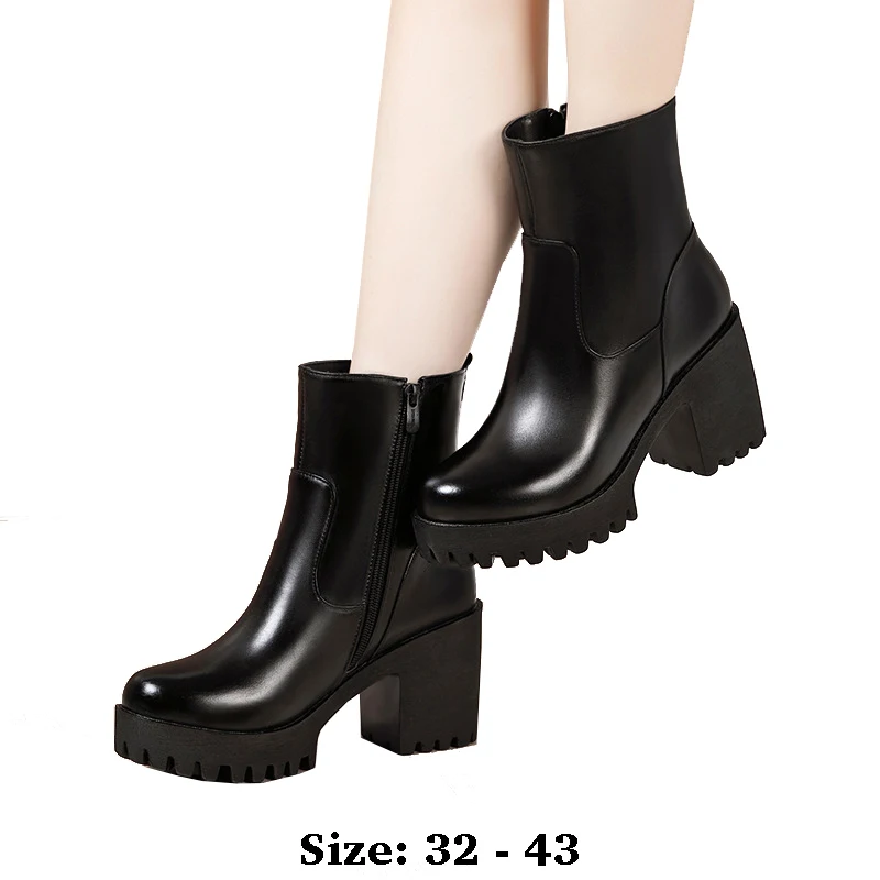 High quality short ankle leather boots for women 8cm high heel platform 32 33 34 new 2025 autumn winter elegant shoe black
High quality short ankle leather boots for women 8cm high heel platform 32 33 34 new 2025 autumn winter elegant shoe black