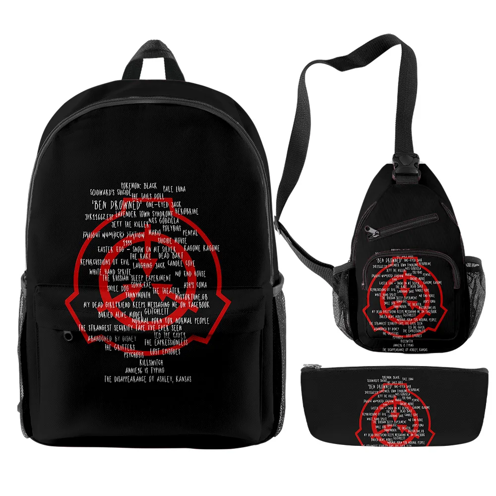 Harajuku Popular Funny Creepypasta 3D Print 3pcs/Set pupil School Bags Travel Laptop Backpack Chest Bag Pencil Case
Harajuku Popular Funny Creepypasta 3D Print 3pcs/Set pupil School Bags Travel Laptop Backpack Chest Bag Pencil Case
