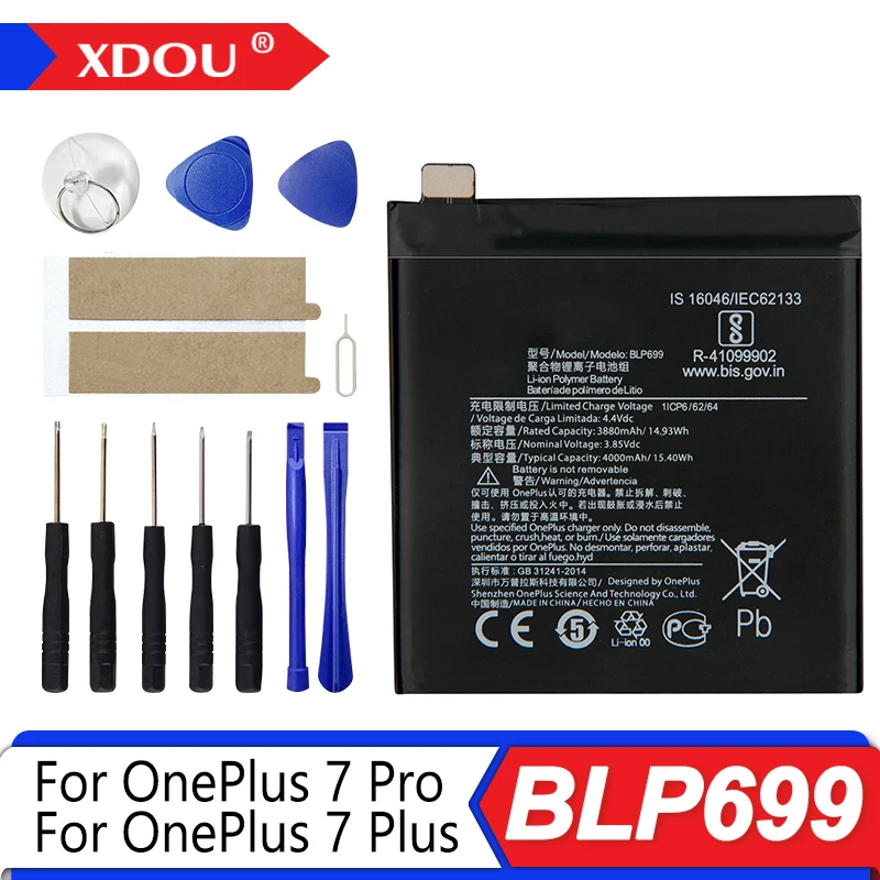Brand-New BLP699 4000mAh Replacement Battery For OnePlus 7 Pro OnePlus 7 Plus Genuine Latest Production Phone Batteries+Tools
Brand-New BLP699 4000mAh Replacement Battery For OnePlus 7 Pro OnePlus 7 Plus Genuine Latest Production Phone Batteries+Tools
