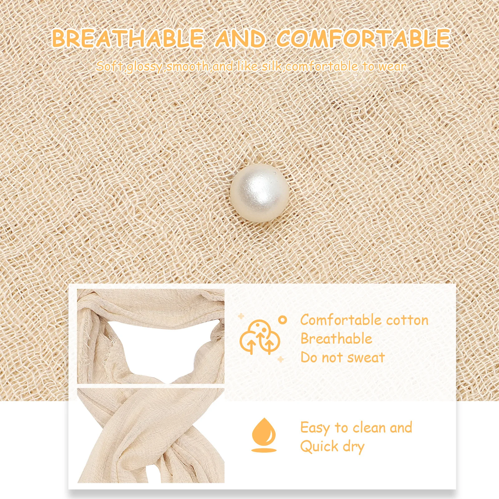 1pc Pearl Embellished Cotton Scarf Women Lightweight Shawl Comfortable Breathable Multi-Purpose Fashion Accessory Summer Autumn
1pc Pearl Embellished Cotton Scarf Women Lightweight Shawl Comfortable Breathable Multi-Purpose Fashion Accessory Summer Autumn