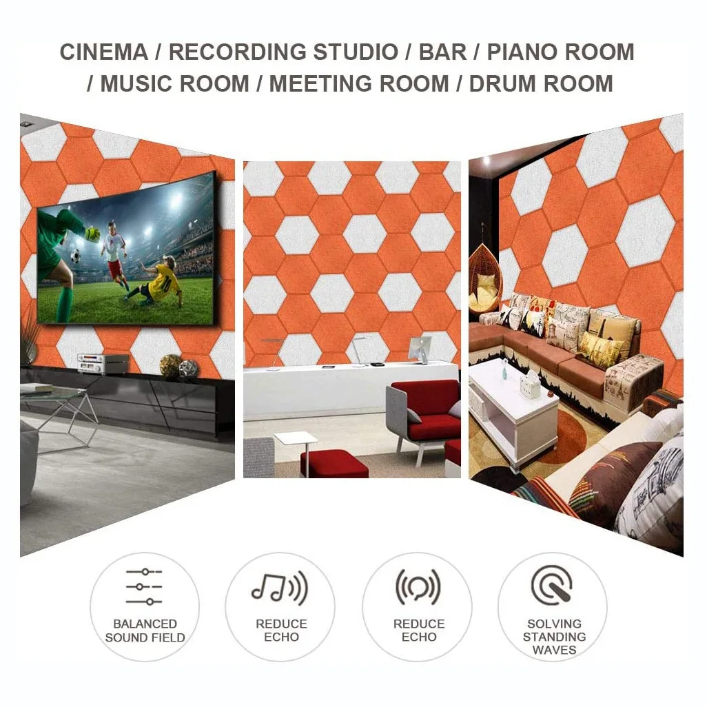 ABME, 6-пакетные шестиугольные акустические панели, звукоизоляционная подкладка, звуковые панели со скошенными краями для студии звукозаписи, офиса и дома
ABME, 6-пакетные шестиугольные акустические панели, звукоизоляционная подкладка, звуковые панели со скошенными краями для студии звукозаписи, офиса и дома