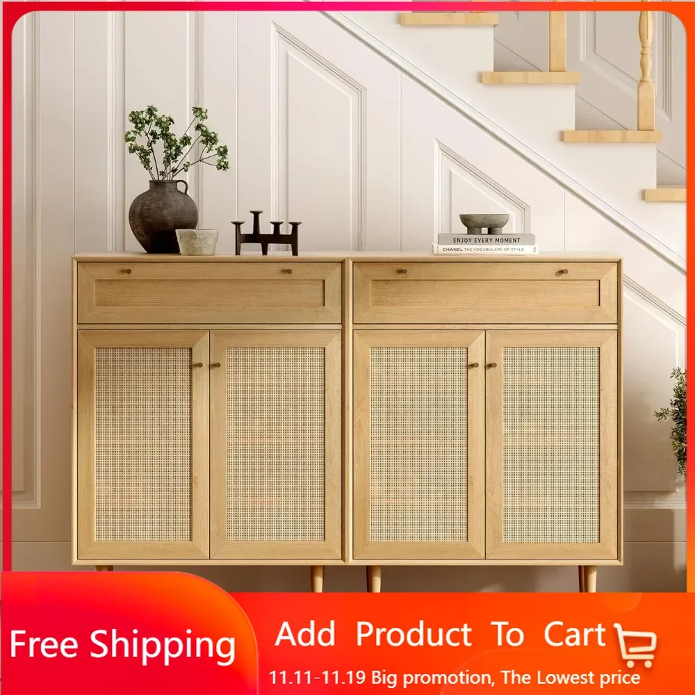 Large Shoe Storage Cabinet , Modern Farmhouse Accent Shoe Cabinet with Drawer and Doors Freestanding Rattan Rack
Large Shoe Storage Cabinet , Modern Farmhouse Accent Shoe Cabinet with Drawer and Doors Freestanding Rattan Rack