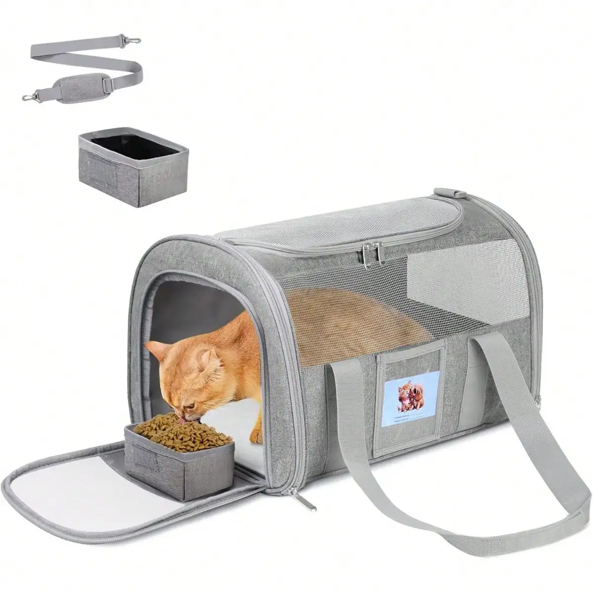 Soft Pet Cat Carrier Bag With Padded Shoulder Strap Detachable Food Bowl Outdoor Travel Bag
Soft Pet Cat Carrier Bag With Padded Shoulder Strap Detachable Food Bowl Outdoor Travel Bag