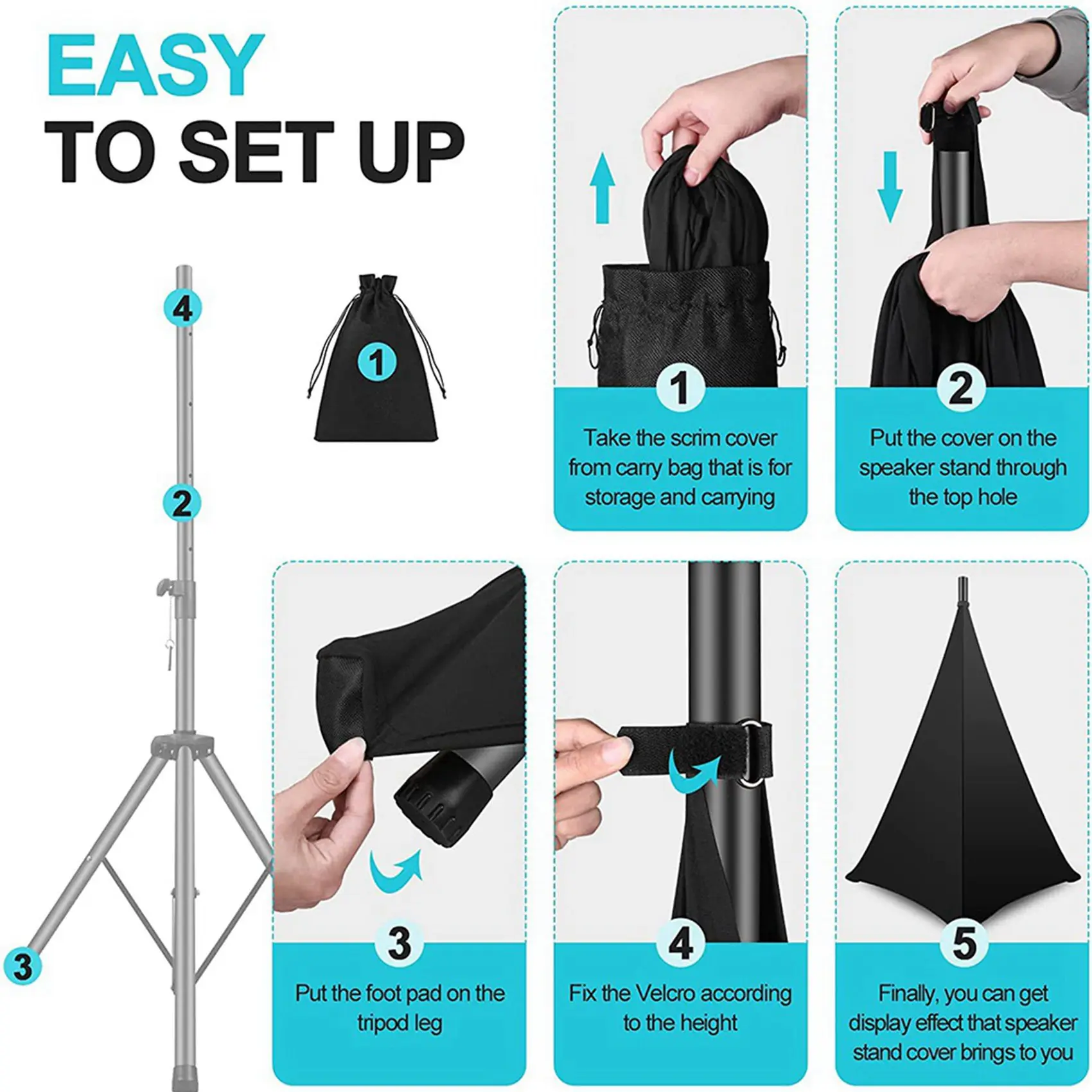 AT41 4X Speaker Stand Cover, DJ Speaker Stand Tripod Scrim Skirt With Carry Bag, 360 Degree Black Cover For Wedding,Stage Gig
AT41 4X Speaker Stand Cover, DJ Speaker Stand Tripod Scrim Skirt With Carry Bag, 360 Degree Black Cover For Wedding,Stage Gig
