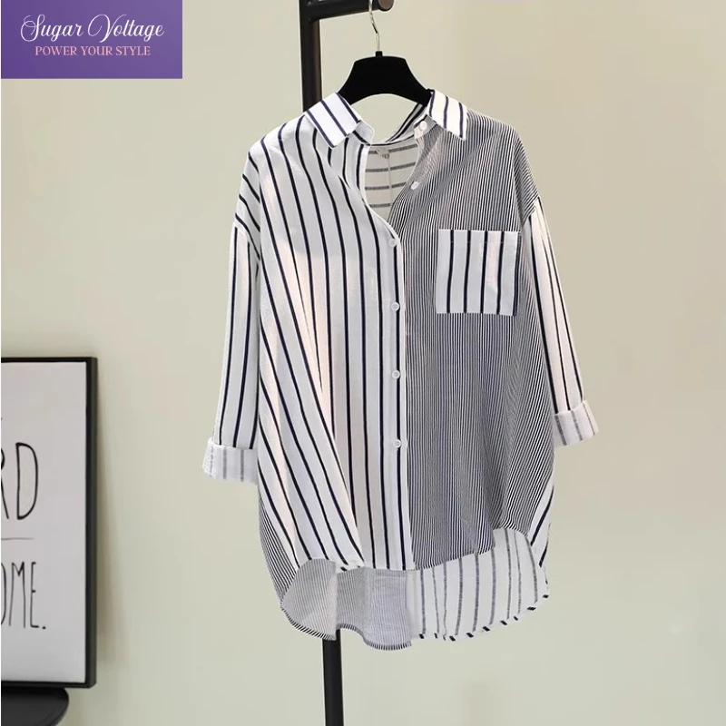 Elegant Half Sleeve Striped Shirt Women 2025 Spring Summer Loose Fit Cotton Linen Blouse with Patch Pocket Casual Office Tops
Elegant Half Sleeve Striped Shirt Women 2025 Spring Summer Loose Fit Cotton Linen Blouse with Patch Pocket Casual Office Tops