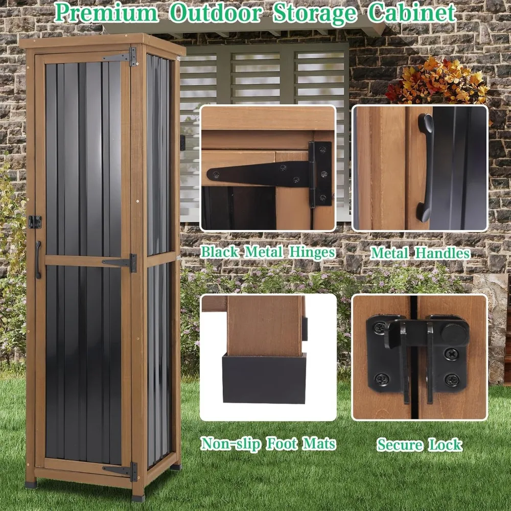 Tall Outdoor Storage Cabinet, Weatherproof Wooden Garden Potting Bench with Metal Top & Adjustable Shelves, Customized
Tall Outdoor Storage Cabinet, Weatherproof Wooden Garden Potting Bench with Metal Top & Adjustable Shelves, Customized