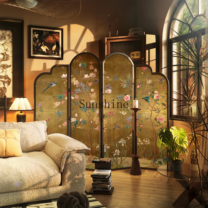 French folding screen partition living room entry solid wood mobile background wall
French folding screen partition living room entry solid wood mobile background wall