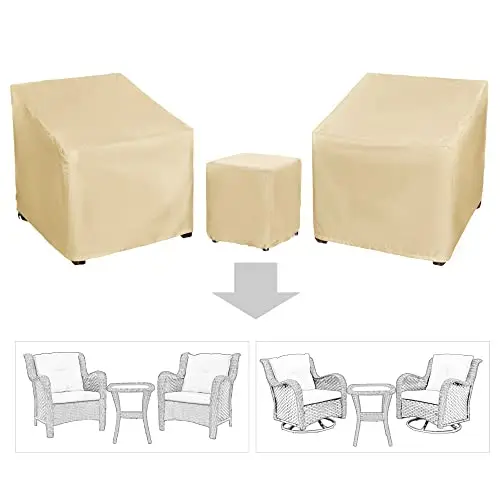 Beige Waterproof 3-Piece Outdoor Patio Cover Set For Two Armchairs And Square Side Table
Beige Waterproof 3-Piece Outdoor Patio Cover Set For Two Armchairs And Square Side Table