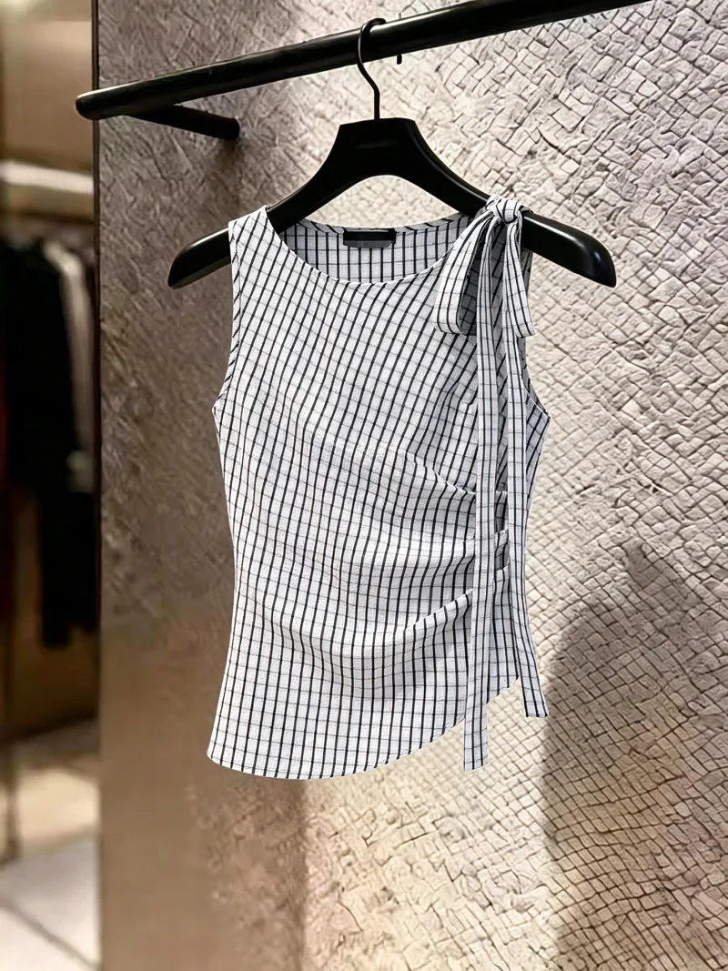 Slimming Plaid Wrap Tank Top Women's Summer New Style Fashionable Sleeveless Self-Keeping Korean Version Regular Length
Slimming Plaid Wrap Tank Top Women's Summer New Style Fashionable Sleeveless Self-Keeping Korean Version Regular Length