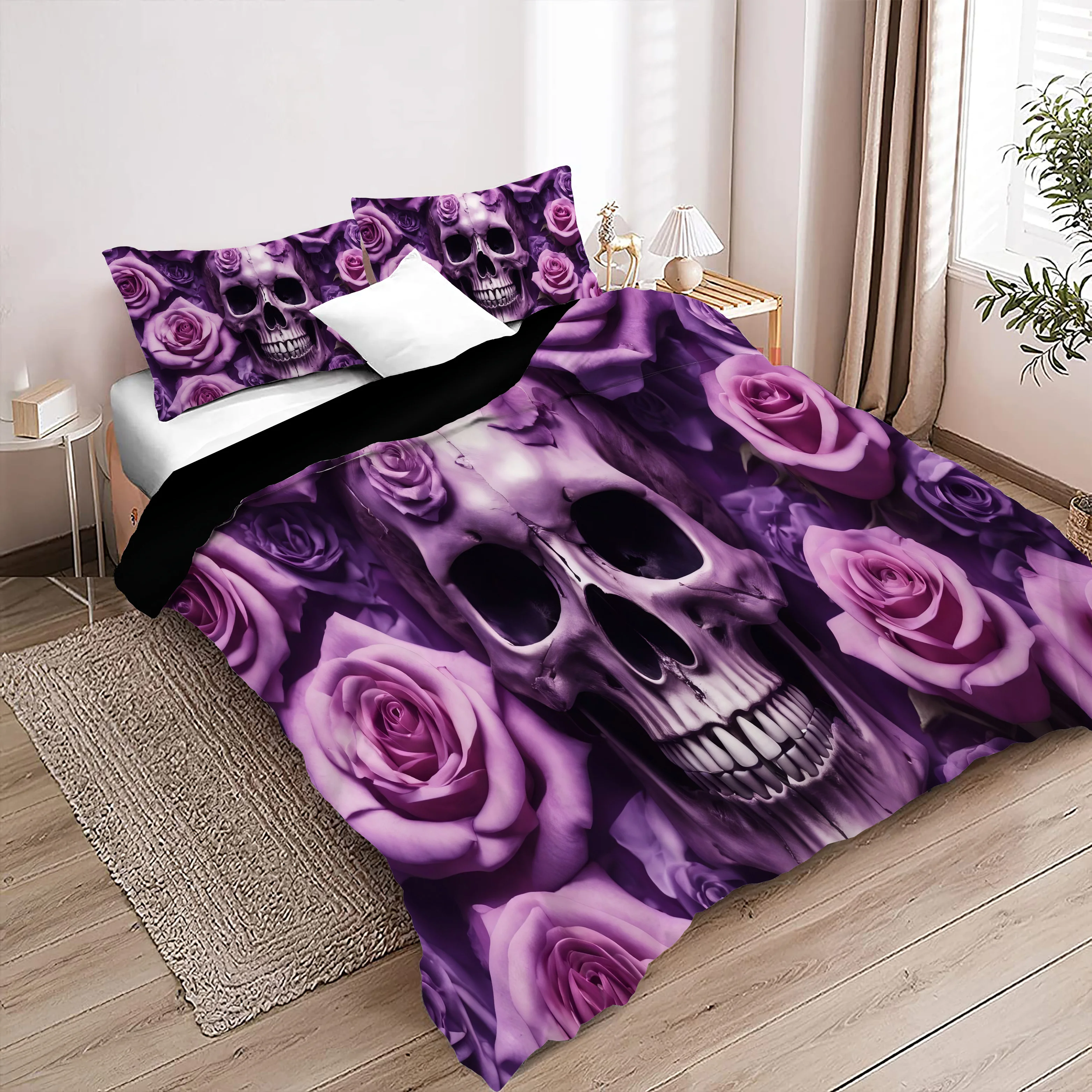 Purple Rose Skull Pattern 3D Print Duvet Cover Fashion Halloween Gothic Style Bedding Set With Pillowcase Polyester Quilt Cover
Purple Rose Skull Pattern 3D Print Duvet Cover Fashion Halloween Gothic Style Bedding Set With Pillowcase Polyester Quilt Cover