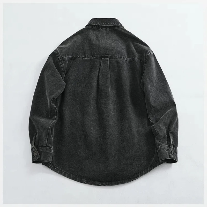 Loose sleeved fashion denim shirt jacket menswear top Heavy thick make old wash black gray shirt
Loose sleeved fashion denim shirt jacket menswear top Heavy thick make old wash black gray shirt