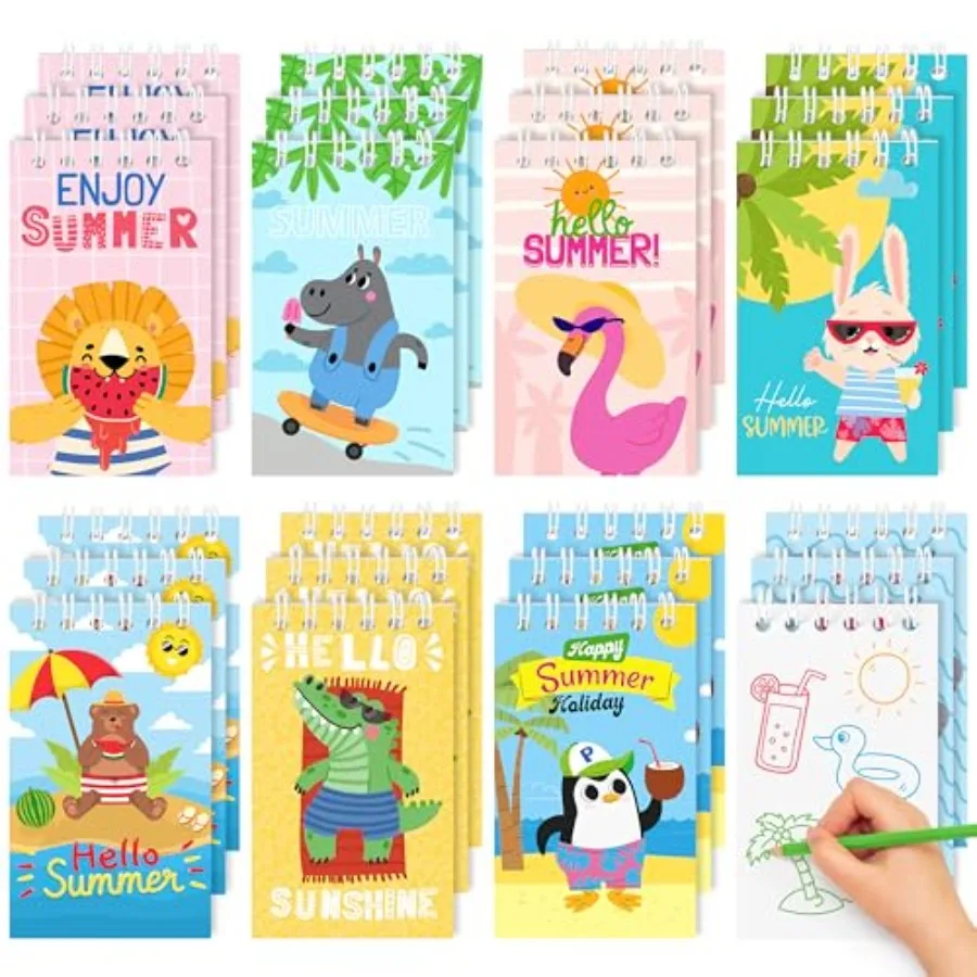 24Packs Hello Mini Notepads Cute Cartoon Animal Spiral Notebooks Pocket Journal Memo Pads for Hawaii Beach Themed Birthday Gift
24Packs Hello Mini Notepads Cute Cartoon Animal Spiral Notebooks Pocket Journal Memo Pads for Hawaii Beach Themed Birthday Gift