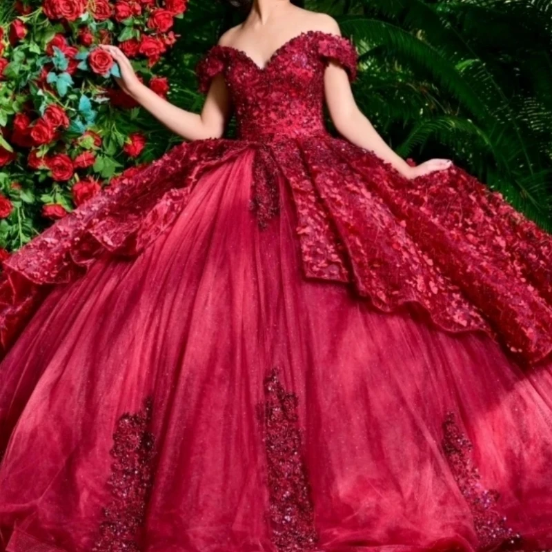 Мексиканское винно-красное платье Quinceanera по индивидуальному заказу, бальное платье с v-образным вырезом и цветочной шлейфом, платье для выпускного вечера, дня рождения, выпускного вечера, 15 16
Мексиканское винно-красное платье Quinceanera по индивидуальному заказу, бальное платье с v-образным вырезом и цветочной шлейфом, платье для выпускного вечера, дня рождения, выпускного вечера, 15 16