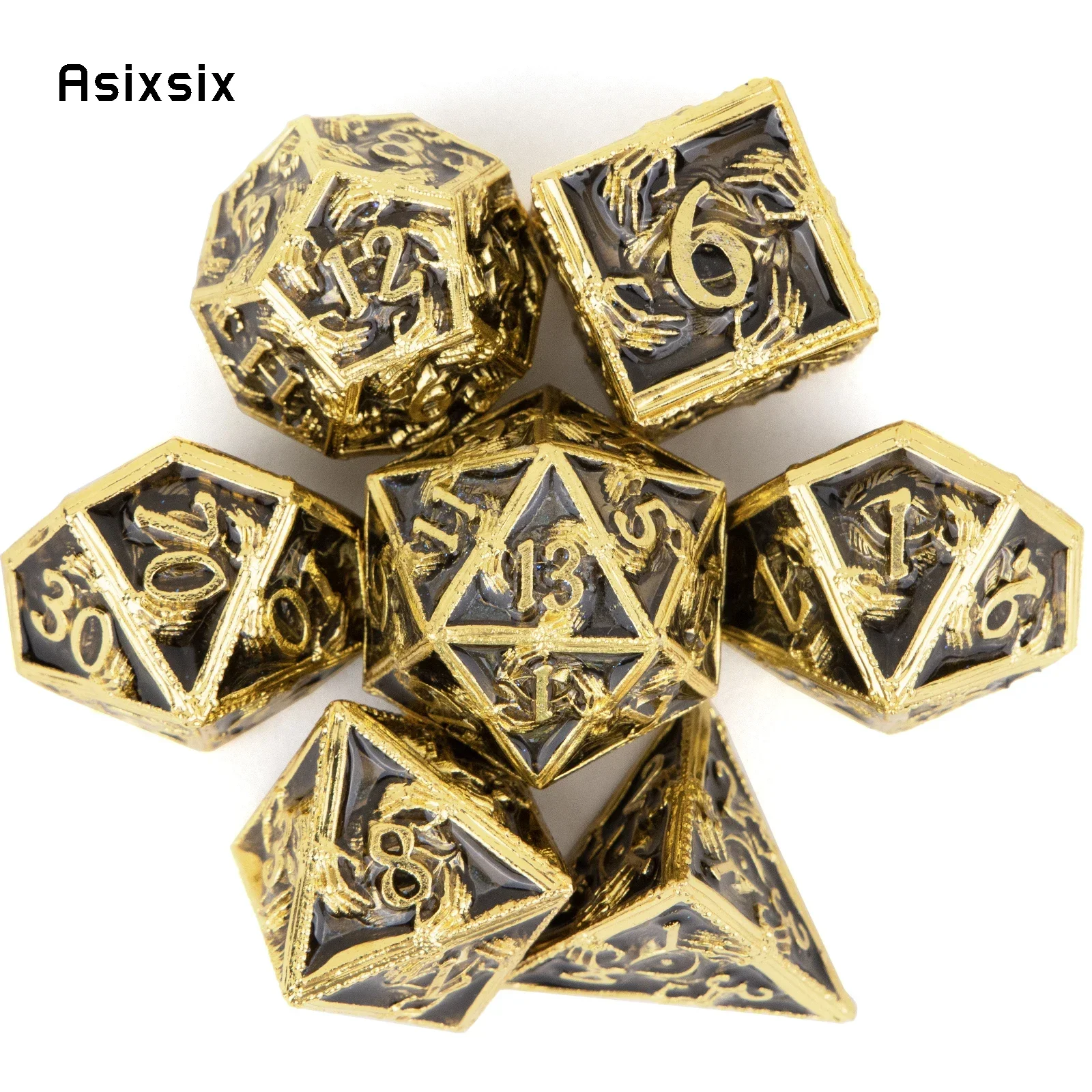 7 Pcs Golden Black Hand Metal DicePerfect For Rpgs, Board Games, And Card Games.Dice For Games, Dnd Dice Set
7 Pcs Golden Black Hand Metal DicePerfect For Rpgs, Board Games, And Card Games.Dice For Games, Dnd Dice Set