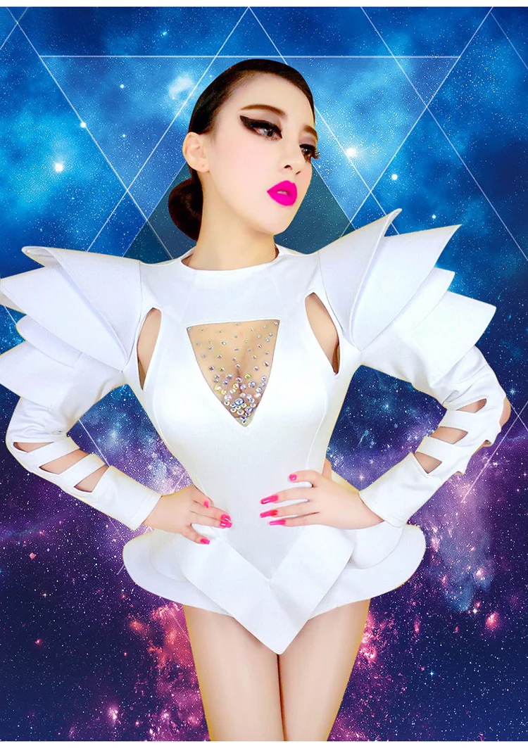Women New Costume Nightclub Rhinestone Jumpsuit GOGO Dance Bodysuit DJ Leading Dance Rave Clothes Singer Stage Wear Sexy White
Women New Costume Nightclub Rhinestone Jumpsuit GOGO Dance Bodysuit DJ Leading Dance Rave Clothes Singer Stage Wear Sexy White