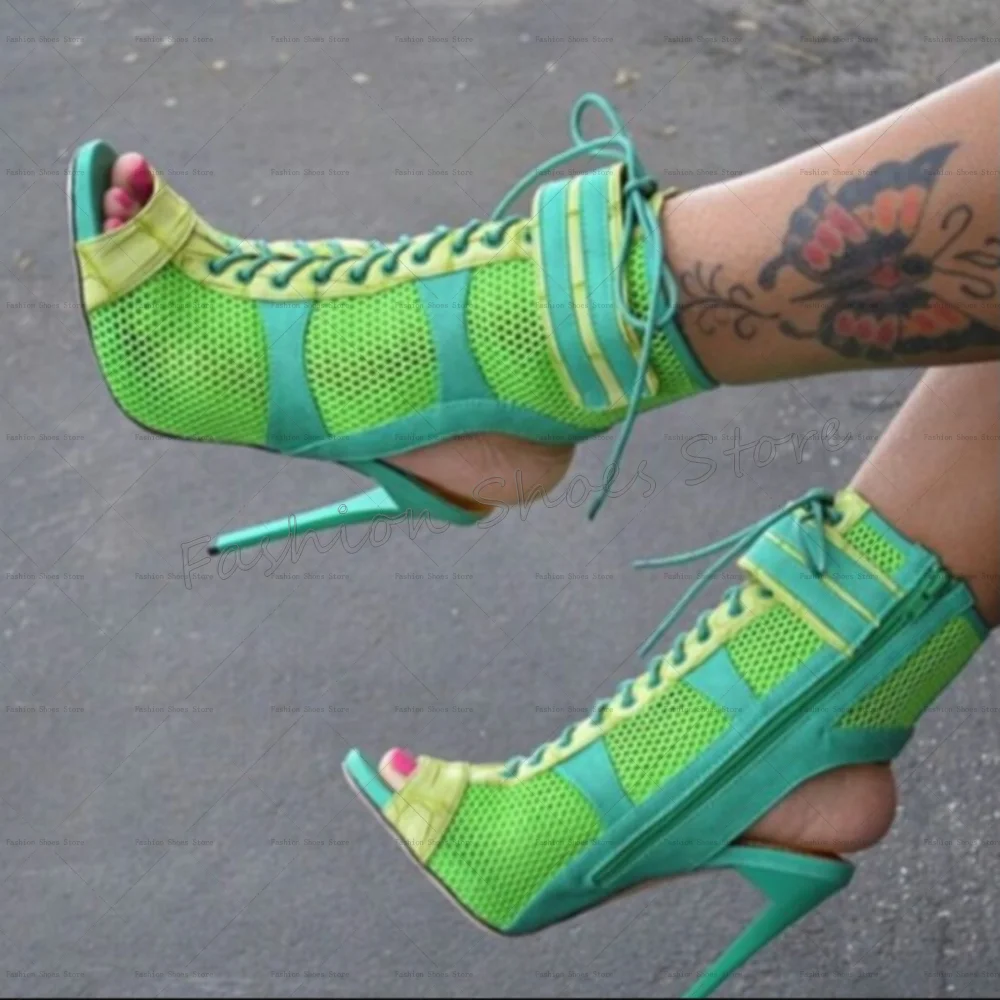 Green Side Zipper Open Toe Mesh Sandals Lace up Thin High Heels High Heel Shoes for Women Heels 2025 New Zapatos Para Mujere
Green Side Zipper Open Toe Mesh Sandals Lace up Thin High Heels High Heel Shoes for Women Heels 2025 New Zapatos Para Mujere