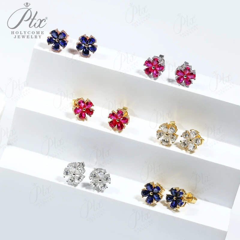Flower-Shaped Earring Jewelry with Moissanite/Sapphire/Ruby 925 Sterling Silver Plated Screwback Earrings for Women
Flower-Shaped Earring Jewelry with Moissanite/Sapphire/Ruby 925 Sterling Silver Plated Screwback Earrings for Women
