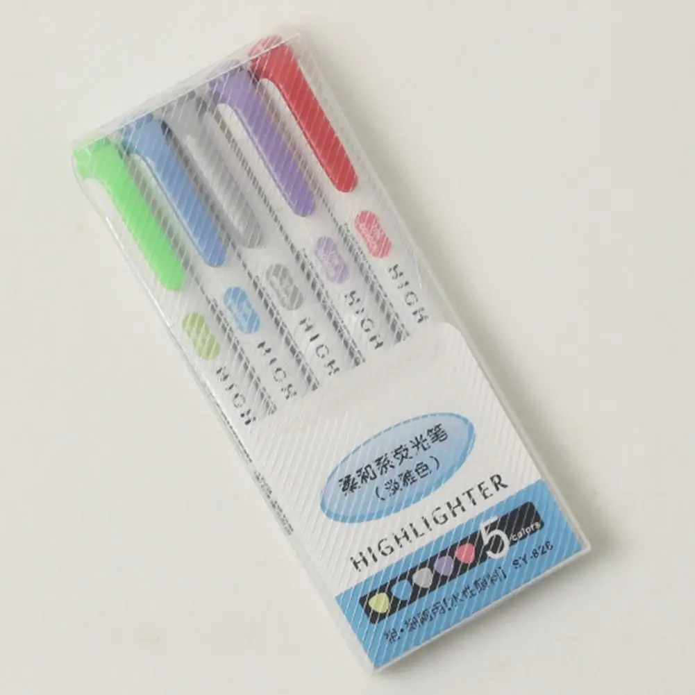 Highlighter Marker 5Pcs Unique Bright-colored Comfortable Grip 5-color Highlighter Marker DIY Colorful Drawing Pen Daily Use
Highlighter Marker 5Pcs Unique Bright-colored Comfortable Grip 5-color Highlighter Marker DIY Colorful Drawing Pen Daily Use