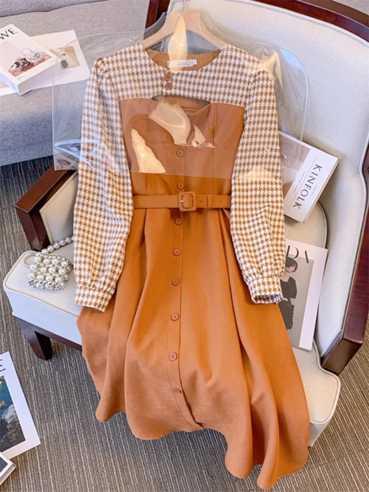 plus Size Autumn New Hepburn Style Plaid Dress Slimming Long Skirt High Waist A-Line Korean Commute Long Sleeve Women's Dress
plus Size Autumn New Hepburn Style Plaid Dress Slimming Long Skirt High Waist A-Line Korean Commute Long Sleeve Women's Dress