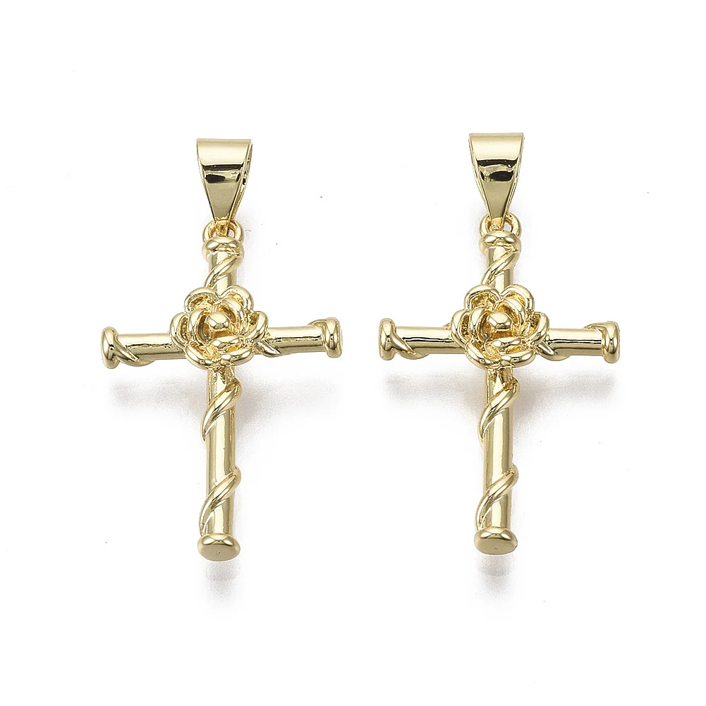 10pcs Brass Pendants Cross with Rose Nickel Free Real 18K Gold Plated for Making DIY Jewelry Necklace Earring Key Chain Supplies
10pcs Brass Pendants Cross with Rose Nickel Free Real 18K Gold Plated for Making DIY Jewelry Necklace Earring Key Chain Supplies