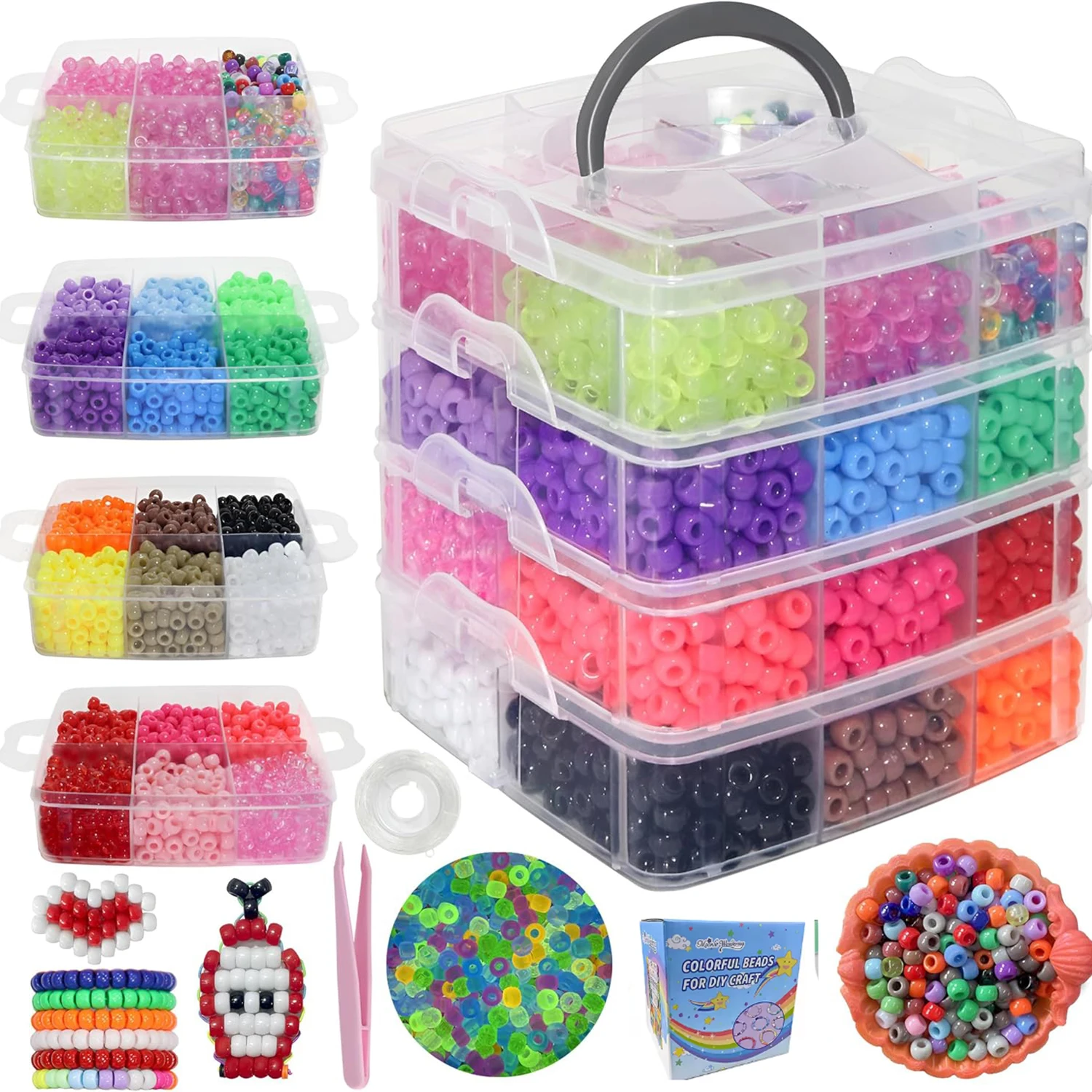 4500 bulk glow-in-the-dark pony beads, 30-color rainbow handmade bead set, keychain accessories, DIY creative
4500 bulk glow-in-the-dark pony beads, 30-color rainbow handmade bead set, keychain accessories, DIY creative