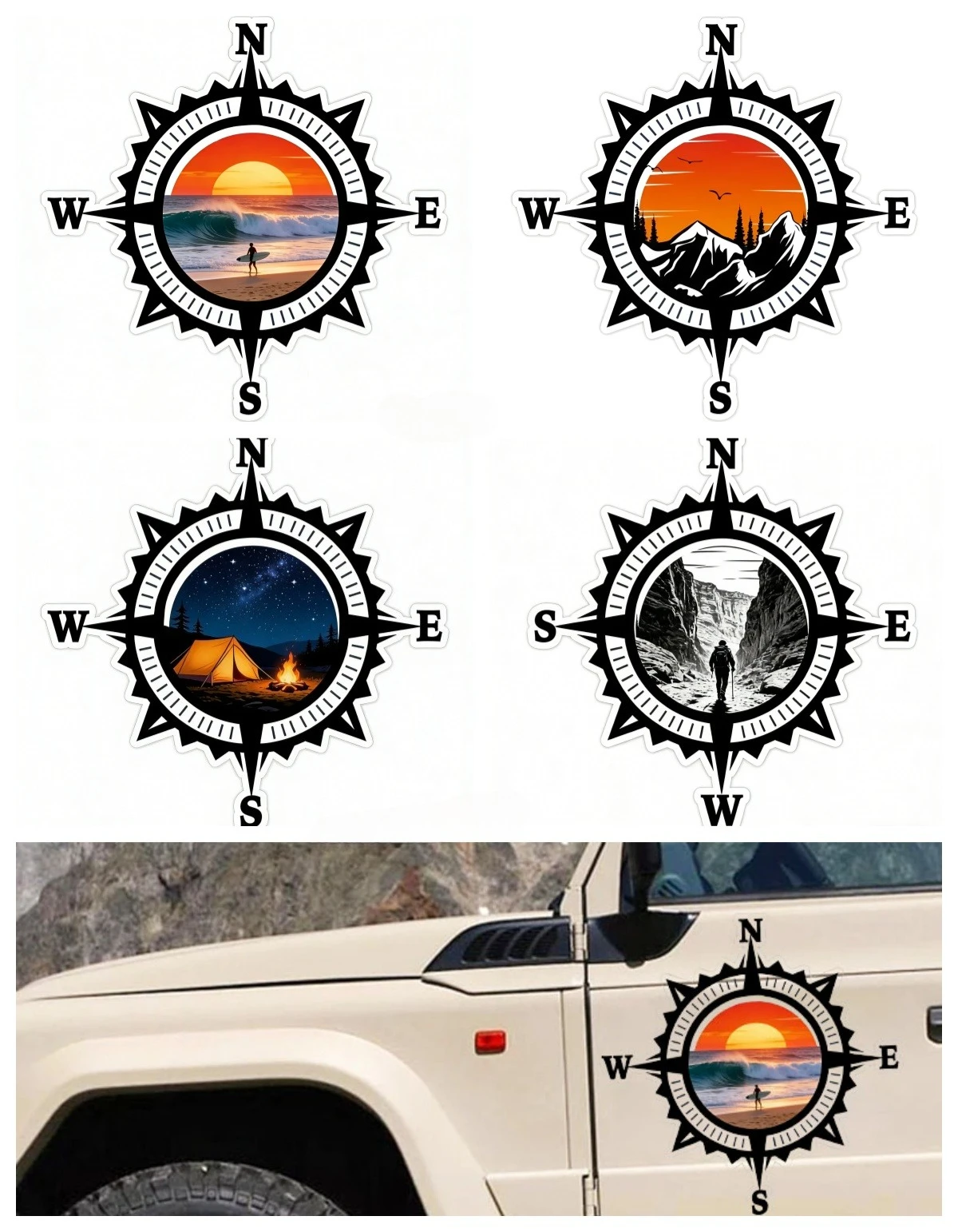 Compass Mountain Sunset Car Sticker Waterproof Vinyl Decal for Outdoor Adventure Auto Truck
Compass Mountain Sunset Car Sticker Waterproof Vinyl Decal for Outdoor Adventure Auto Truck